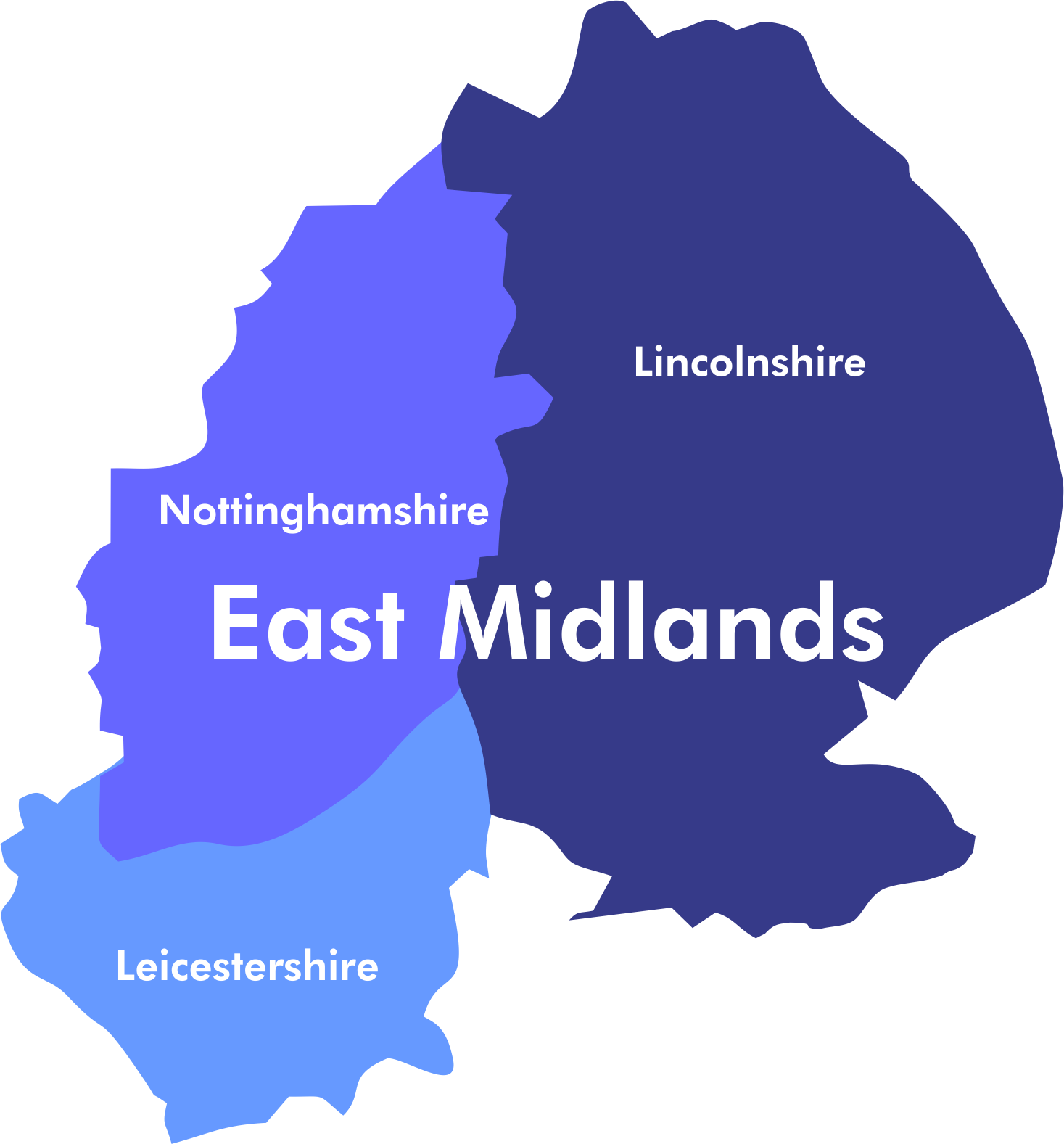County Map With Names East Midlands