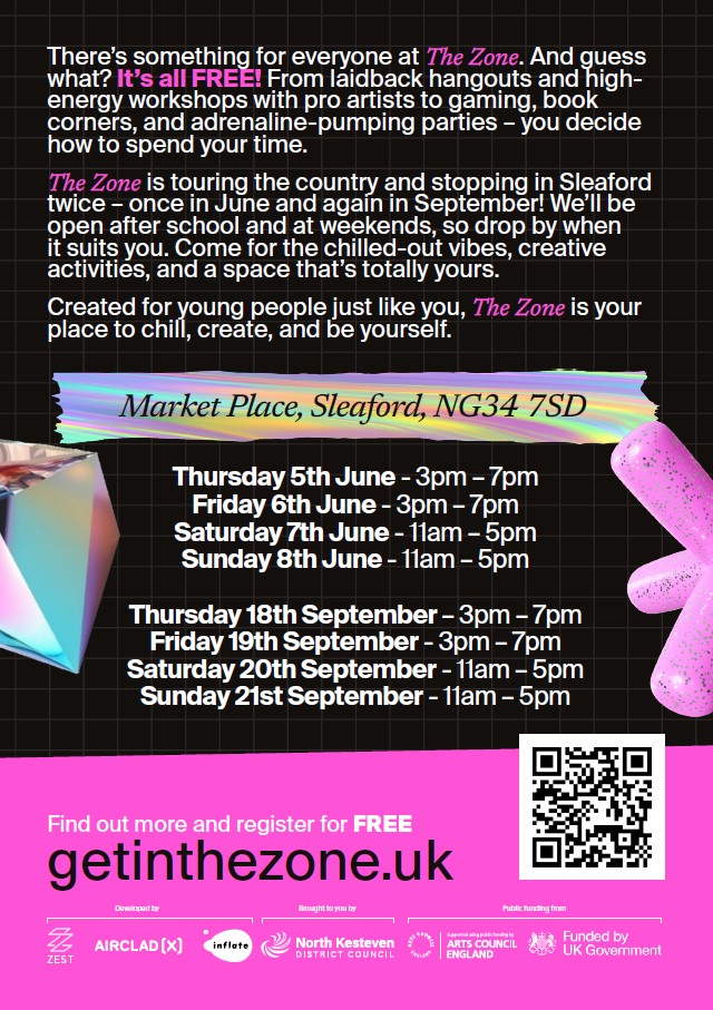 page 2 of poster advertising youth pop up event in Sleaford