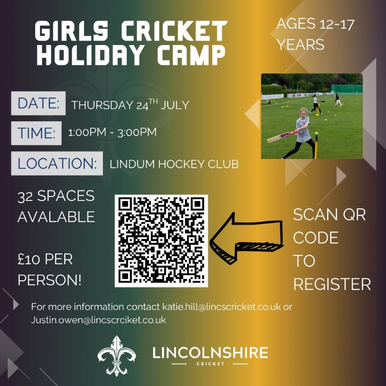 poster advertising girls holiday cricket camp
