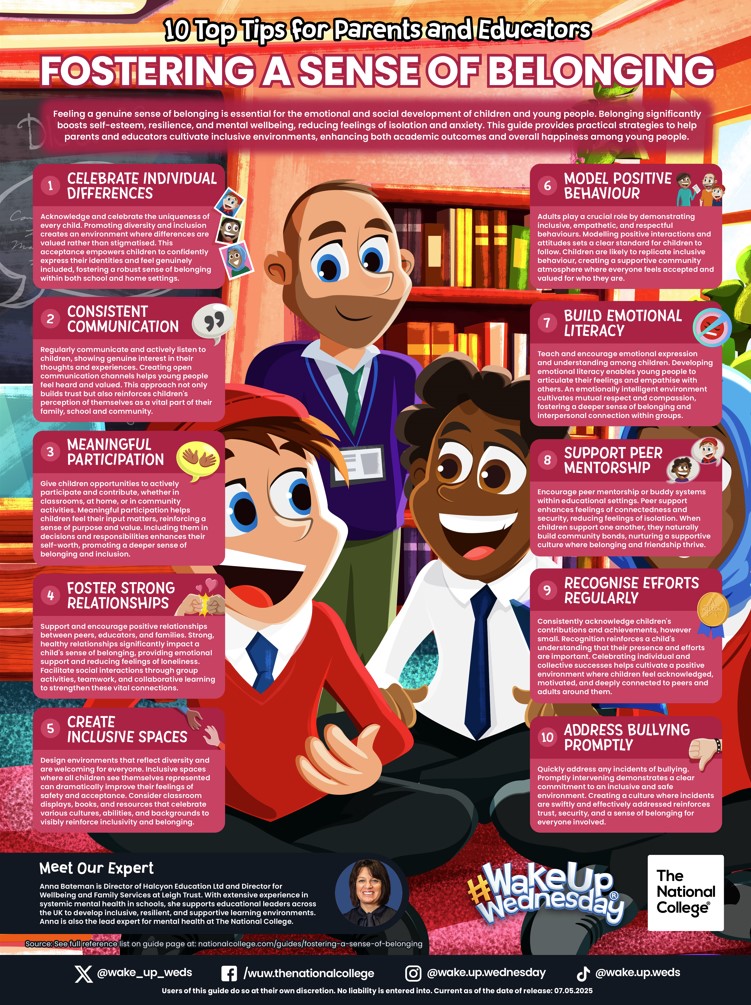 poster for parents on 'fostering a sense of belonging'