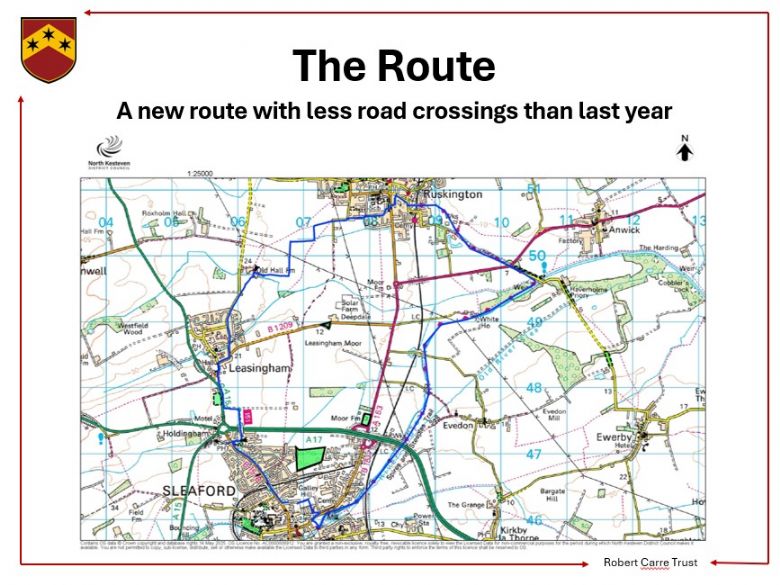 map of sponsored walk route