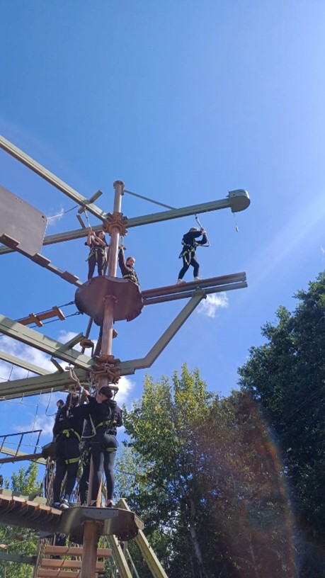 students on climbing frame
