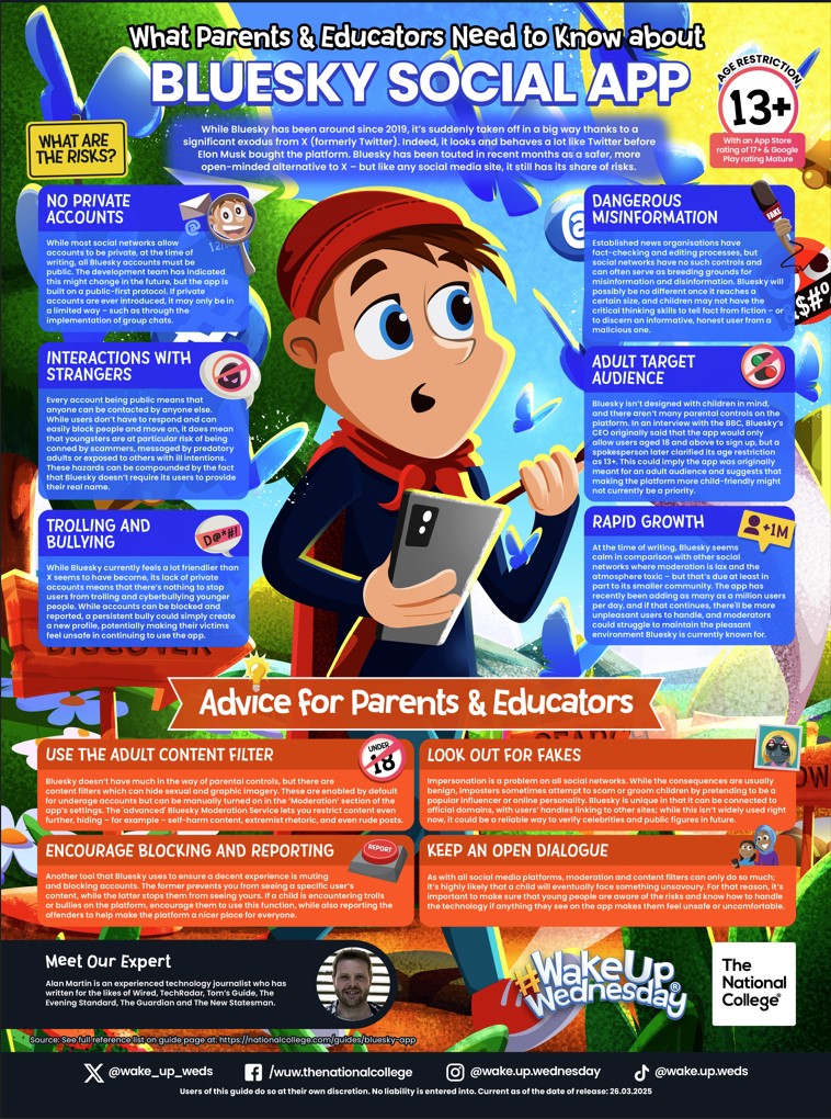 poster explaining Bluesky social app to parents