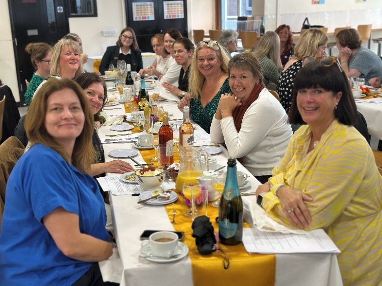 smiling ladies lunching