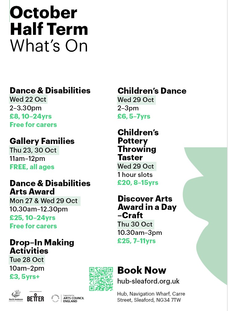poster advertising half term classes for young people