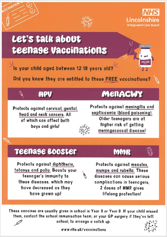 teenage vaccinations poster