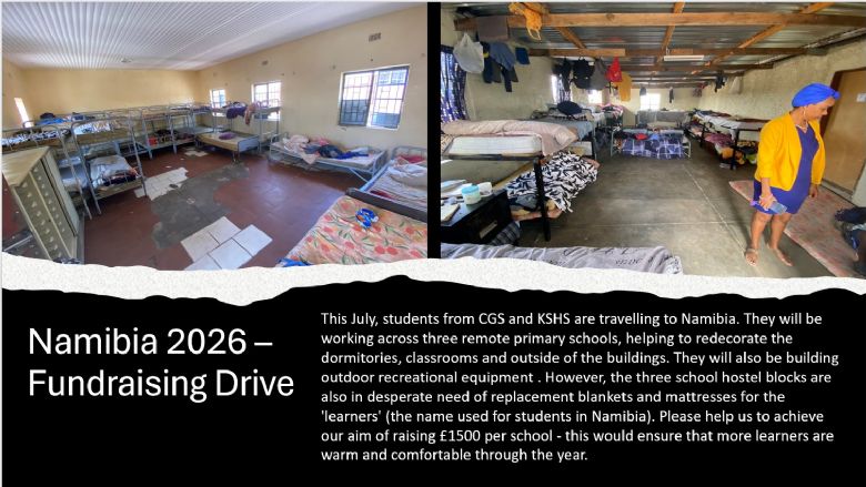 group of students with headteacher and guest speaker for prizegiving event